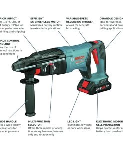 Bosch GBH18V-26DK25 Bulldog 18V EC Brushless Lithium-Ion 1 In. Cordless SDS-plus Rotary Hammer Kit With 2 Batteries (4 Ah) 17 Bosch GBH18V-26DK25 Bulldog 18V EC Brushless Lithium-Ion 1 In. Cordless SDS-plus Rotary Hammer Kit With 2 Batteries (4 Ah) -Woodworking Tools store bshngbh18v 26dk25 c