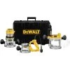 Dewalt DW618B3 120V 12 Amp Brushed 2-1/4 HP Corded Three Base Router Kit -Woodworking Tools store dewndw618b3