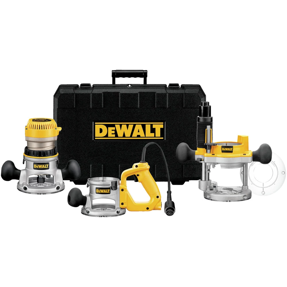 Dewalt DW618B3 120V 12 Amp Brushed 2-1/4 HP Corded Three Base Router Kit 3 Dewalt DW618B3 120V 12 Amp Brushed 2-1/4 HP Corded Three Base Router Kit