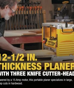 Dewalt DW734 120V 15 Amp Brushed 12-1/2 In. Corded Thickness Planer With Three Knife Cutter-Head -Woodworking Tools store dewndw734 k