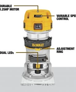 Dewalt DWP611 110V 7 Amp Variable Speed 1-1/4 HP Corded Compact Router With LED -Woodworking Tools store dewndwp611 m