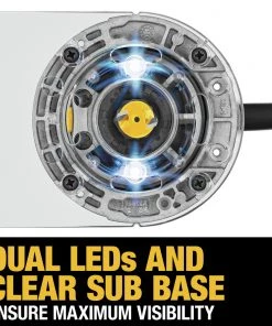 Dewalt DWP611 110V 7 Amp Variable Speed 1-1/4 HP Corded Compact Router With LED -Woodworking Tools store dewndwp611 q