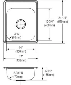 Elkay D117213 Dayton Top Mount 17 In. X 21-1/4 In. Single Bowl Bar Sink (Stainless Steel) -Woodworking Tools store elknd117213 c