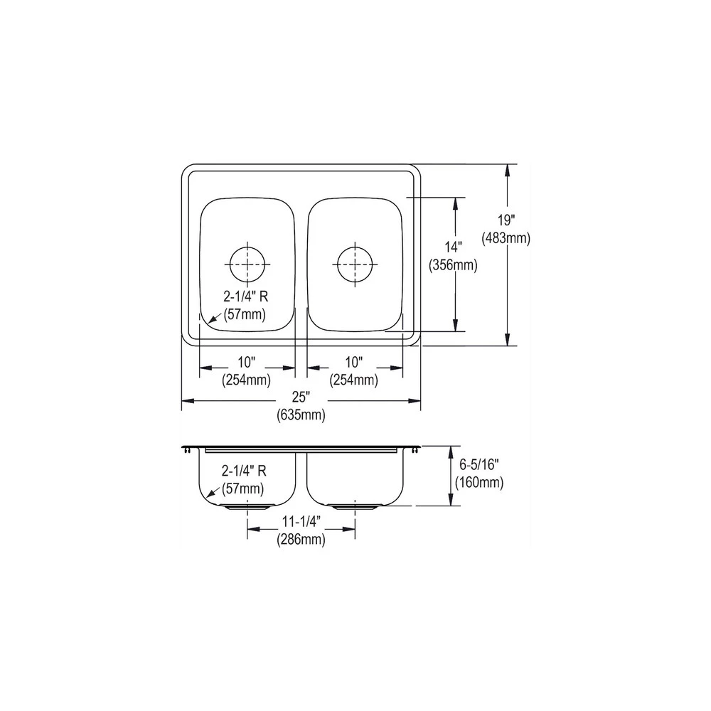 Elkay D225193 Dayton Drop In 25 In. X 19 In. Dual Basin Kitchen Sink (Stainless Steel) 4 Elkay D225193 Dayton Drop In 25 In. X 19 In. Dual Basin Kitchen Sink (Stainless Steel) - Image 2