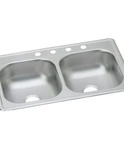Elkay D233193 Dayton Top Mount 33 In. X 19 In. Equal Double Bowl Sink (Stainless Steel)