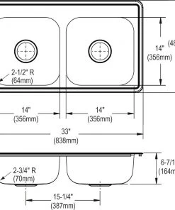 Elkay D233193 Dayton Top Mount 33 In. X 19 In. Equal Double Bowl Sink (Stainless Steel) 12 Elkay D233193 Dayton Top Mount 33 In. X 19 In. Equal Double Bowl Sink (Stainless Steel) -Woodworking Tools store elknd233193 c