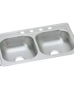 Elkay D233224 Dayton 33 In. X 22 In. X 6-9/16 In. Equal Double Bowl Drop-in Stainless Steek Sink