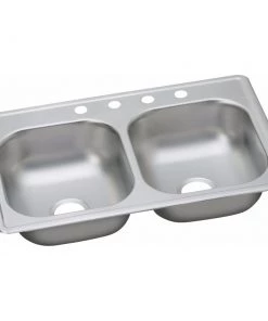 Elkay DSE233194 20-Gauge Stainless Steel 33 X 19 X 8 In. Double Bowl Top Mount Kitchen Sink