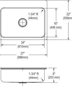 Elkay DSESR127224 Dayton Dual Mount 27 In. X 22 In. Single Bowl Sink (Stainless Steel) -Woodworking Tools store elkndsesr127224 b