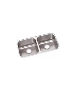 Elkay DXUH3118 18-Gauge Stainless Steel 31.75 X 18.25 X 8 In. Double Bowl Undermount Kitchen Sink