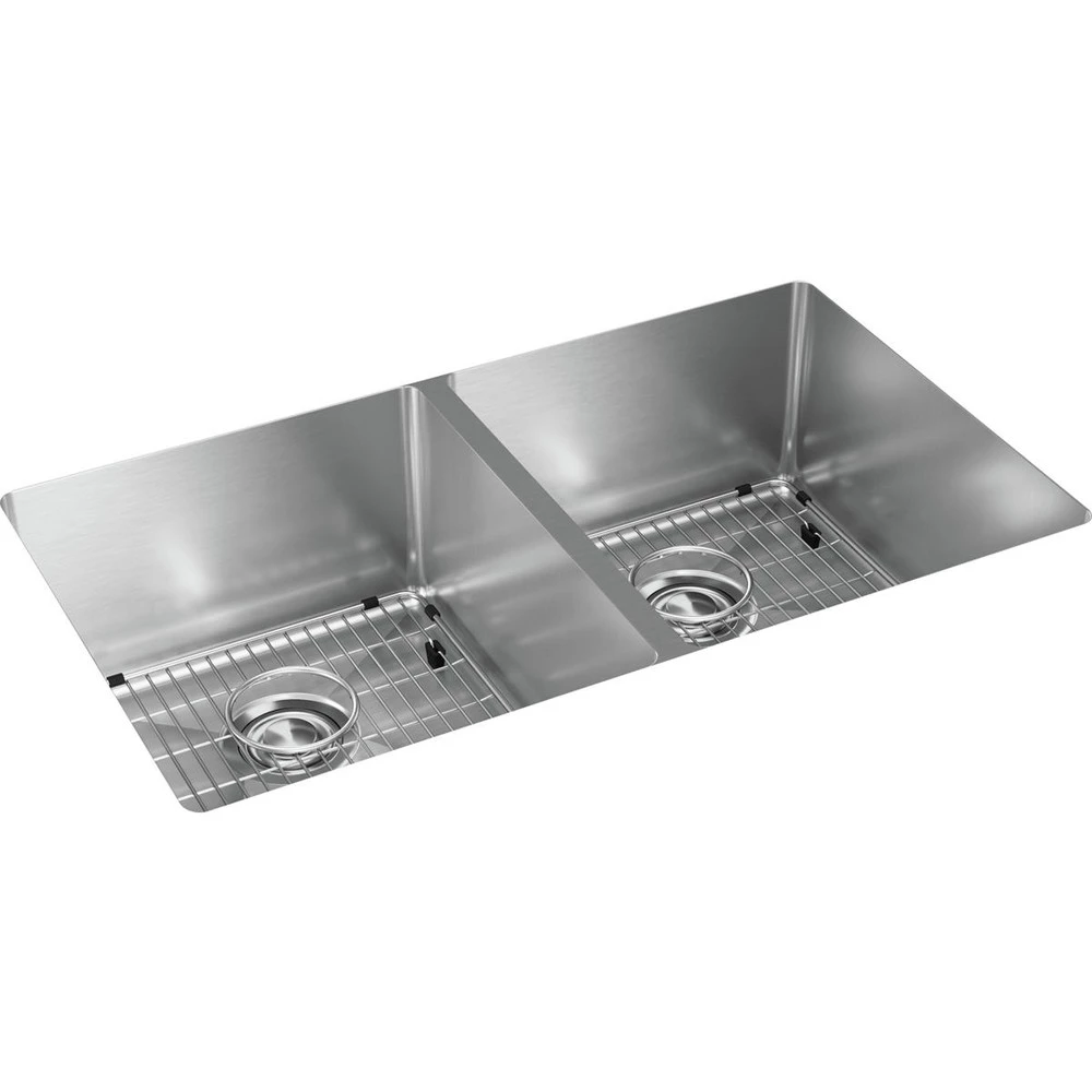 Elkay ECTRU31179TC Crosstown Undermount 31-1/2 In. X 18-1/2 In. X 9 In. Equal Double Bowl Stainless Steel Sink Kit With (2) Deep Strainers 3 Elkay ECTRU31179TC Crosstown Undermount 31-1/2 In. X 18-1/2 In. X 9 In. Equal Double Bowl Stainless Steel Sink Kit With (2) Deep Strainers