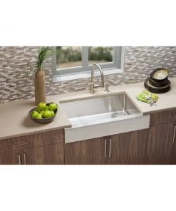 Elkay ECTRUF30179R Crosstown Farmhouse Undermount 31-1/2 In. X 18-1/2 In. Single Basin Kitchen Sink (Steel) -Woodworking Tools store elknectruf30179r b