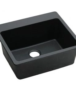 Elkay ELG2522BK0 Quartz Classic 25 In. X 22 In. X 9-1/2 In., Single Bowl Top Mount Sink (Black)