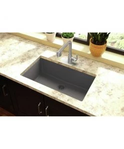 Elkay ELGRU13322GS0 Quartz Undermount 33 In. X 18-7/16 In. Single Bowl Sink (Greystone) -Woodworking Tools store elknelgru13322gs0 b