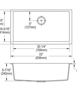 Elkay ELGRU13322GS0 Quartz Undermount 33 In. X 18-7/16 In. Single Bowl Sink (Greystone) -Woodworking Tools store elknelgru13322gs0 c