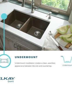 Elkay ELGRU13322WH0 Quartz Undermount 33 In. X 18-7/16 In. Single Bowl Sink (White) -Woodworking Tools store elknelgru13322wh0 h