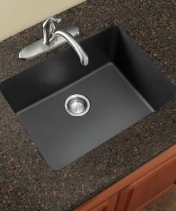 Elkay ELGU2522BK0 Quartz Undermount 24-5/8 In. X 18-1/2 In. Single Bowl Sink (Black) -Woodworking Tools store elknelgu2522bk0 b