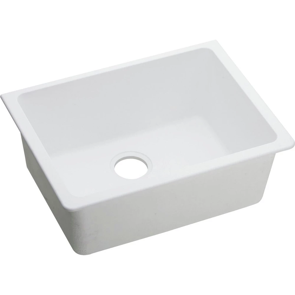 Elkay ELGU2522WH0 Quartz Undermount 24-5/8 In. X 18-1/2 In. Single Bowl Sink (White) 3 Elkay ELGU2522WH0 Quartz Undermount 24-5/8 In. X 18-1/2 In. Single Bowl Sink (White)