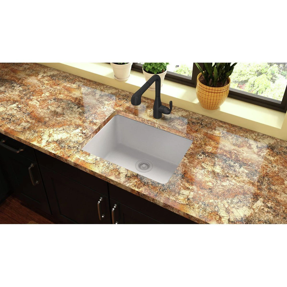 Elkay ELGU2522WH0 Quartz Undermount 24-5/8 In. X 18-1/2 In. Single Bowl Sink (White) 5 Elkay ELGU2522WH0 Quartz Undermount 24-5/8 In. X 18-1/2 In. Single Bowl Sink (White) - Image 3