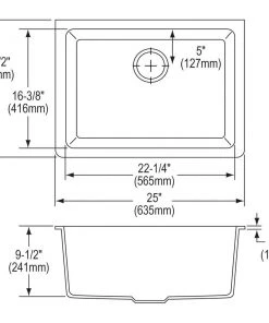 Elkay ELGU2522WH0 Quartz Undermount 24-5/8 In. X 18-1/2 In. Single Bowl Sink (White) 9 Elkay ELGU2522WH0 Quartz Undermount 24-5/8 In. X 18-1/2 In. Single Bowl Sink (White) -Woodworking Tools store elknelgu2522wh0 c
