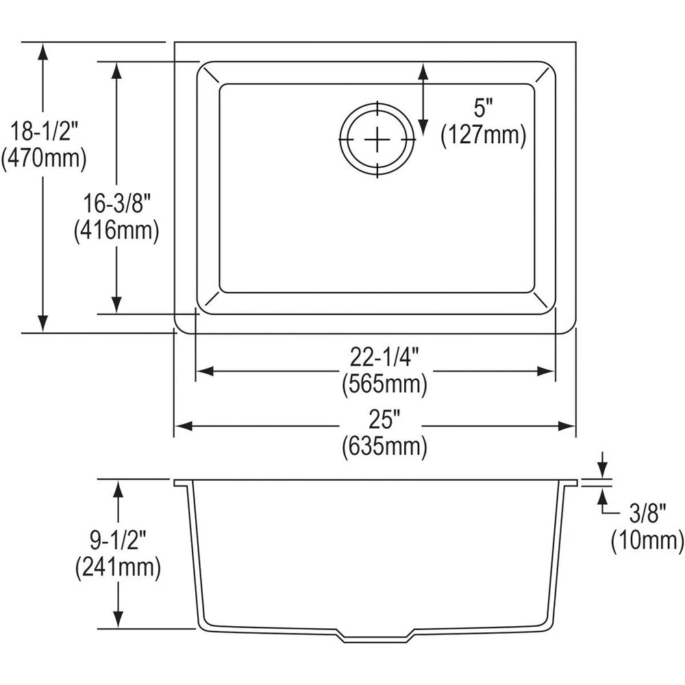 Elkay ELGU2522WH0 Quartz Undermount 24-5/8 In. X 18-1/2 In. Single Bowl Sink (White) 6 Elkay ELGU2522WH0 Quartz Undermount 24-5/8 In. X 18-1/2 In. Single Bowl Sink (White) - Image 4