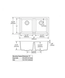 Elkay ELGU3322WH0 Quartz Undermount 33 In. X 18-1/2 In. Equal Double Bowl Sink (White) -Woodworking Tools store elknelgu3322wh0 b