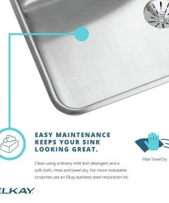 Elkay ELUH1511 Asana Undermount 18 In. X 14 In. Single Bowl Bathroom Sink (Stainless Steel) -Woodworking Tools store elkneluh1511 f