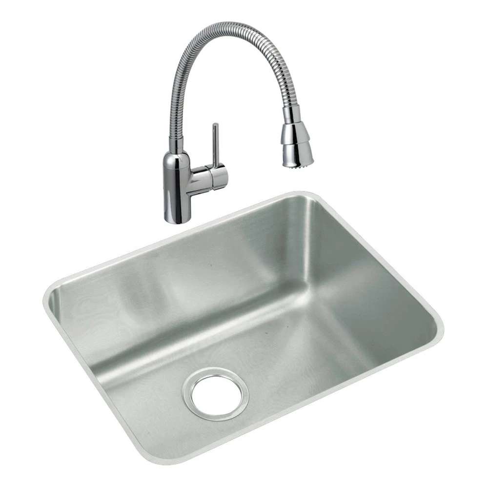 Elkay ELUH211510 Lustertone 23-1/2 In. X 18-1/4 In. X 10 In., Single Bowl Undermount Sink (Stainless Steel) 5 Elkay ELUH211510 Lustertone 23-1/2 In. X 18-1/4 In. X 10 In., Single Bowl Undermount Sink (Stainless Steel) - Image 3