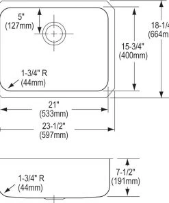 Elkay ELUH2115 Lustertone Undermount 23-1/2 In. X 18-1/4 In. Single Bowl Sink (Stainless Steel) -Woodworking Tools store elkneluh2115 a
