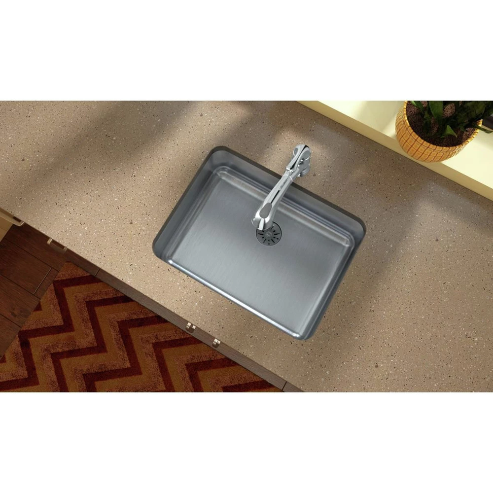 Elkay ELUH2115PD Lustertone Undermount 23-1/2 In. X 18-1/4 In. Single Bowl Sink With Perfect Drain (Stainless Steel) 5 Elkay ELUH2115PD Lustertone Undermount 23-1/2 In. X 18-1/4 In. Single Bowl Sink With Perfect Drain (Stainless Steel) - Image 3
