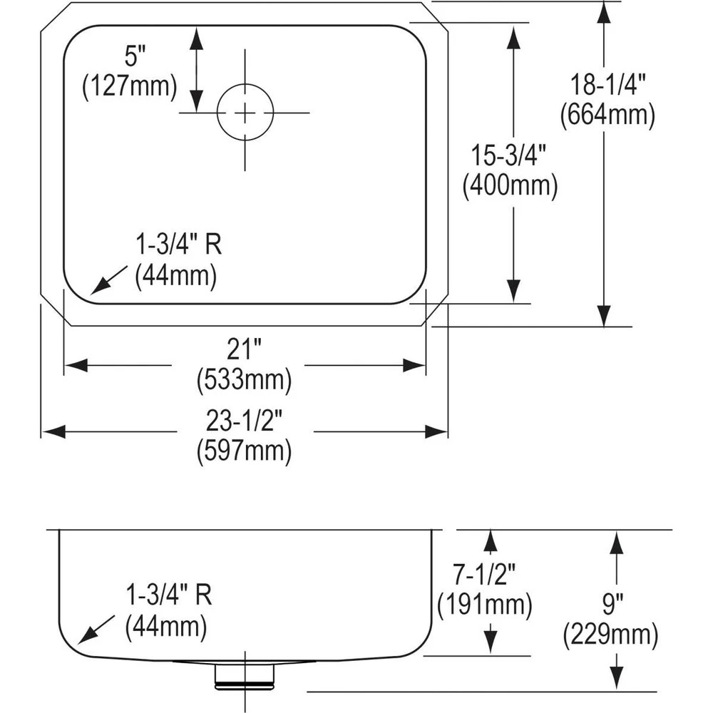 Elkay ELUH2115PD Lustertone Undermount 23-1/2 In. X 18-1/4 In. Single Bowl Sink With Perfect Drain (Stainless Steel) 7 Elkay ELUH2115PD Lustertone Undermount 23-1/2 In. X 18-1/4 In. Single Bowl Sink With Perfect Drain (Stainless Steel) - Image 5