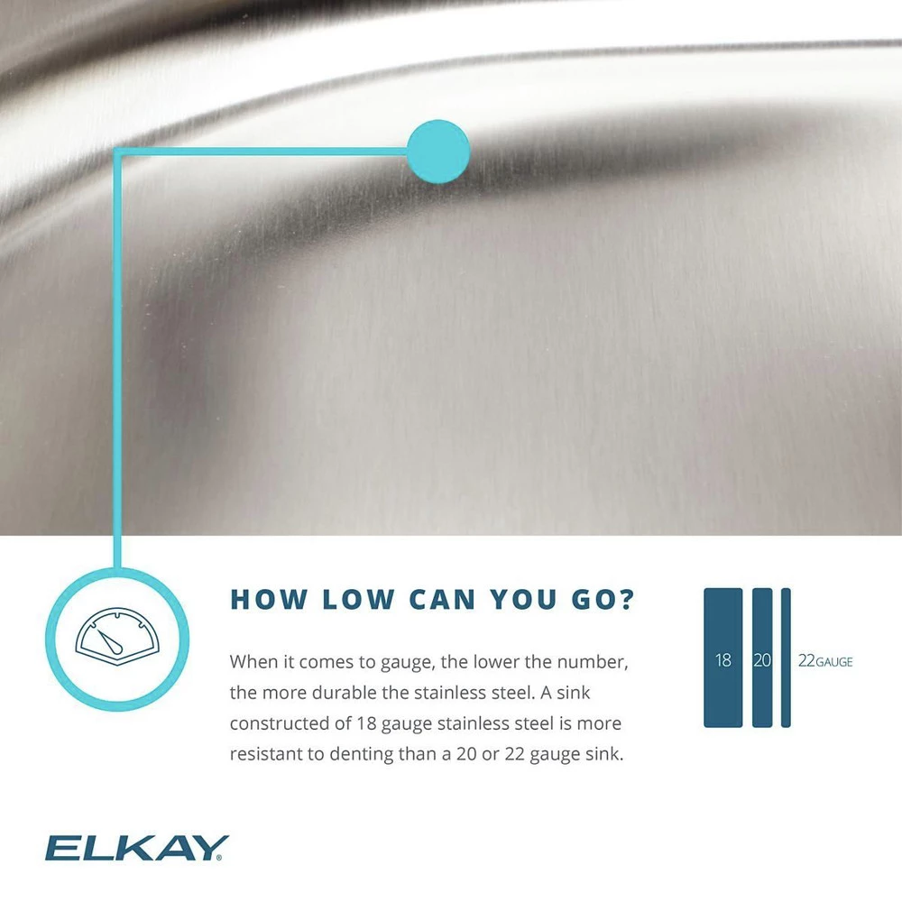 Elkay ELUHAD131655 Lustertone Undermount 16 In. X 18-1/2 In. Single Bowl ADA Sink (Stainless Steel) 8 Elkay ELUHAD131655 Lustertone Undermount 16 In. X 18-1/2 In. Single Bowl ADA Sink (Stainless Steel) - Image 6