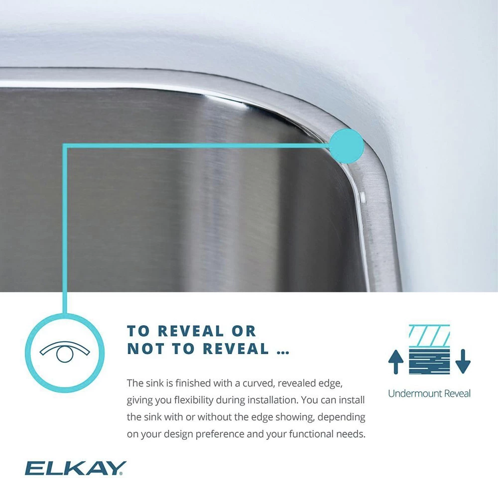 Elkay ELUHAD131655 Lustertone Undermount 16 In. X 18-1/2 In. Single Bowl ADA Sink (Stainless Steel) 9 Elkay ELUHAD131655 Lustertone Undermount 16 In. X 18-1/2 In. Single Bowl ADA Sink (Stainless Steel) - Image 7