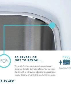 Elkay ELUHAD191655 Lustertone Undermount 21-1/2 In. X 18-1/2 In. Single Bowl ADA Sink (Stainless Steel) -Woodworking Tools store elkneluhad191655 e