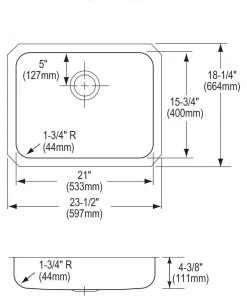 Elkay ELUHAD211545 Lustertone Undermount 23-1/2 In. X 18-1/4 In. Single Bowl ADA Sink (Stainless Steel) -Woodworking Tools store elkneluhad211545 d