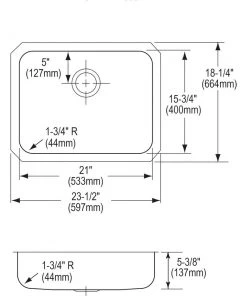 Elkay ELUHAD211555 Lustertone Undermount 23-1/2 In. X 18-1/4 In. Single Bowl ADA Sink (Stainless Steel) -Woodworking Tools store elkneluhad211555 b