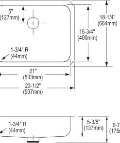 Elkay ELUHAD211555PD Lustertone Undermount 23-1/2 In. X 18-1/4 In. Single Bowl ADA Sink With Perfect Drain (Stainless Steel) -Woodworking Tools store elkneluhad211555pd b