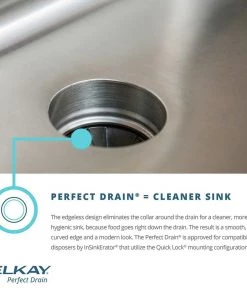 Elkay ELUHAD211555PD Lustertone Undermount 23-1/2 In. X 18-1/4 In. Single Bowl ADA Sink With Perfect Drain (Stainless Steel) -Woodworking Tools store elkneluhad211555pd f