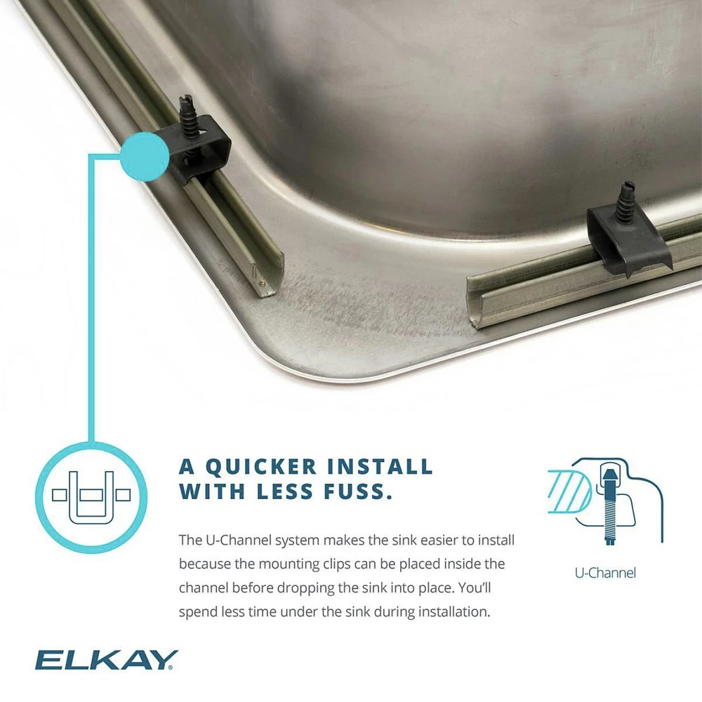 Elkay GECR25213 Celebrity Top Mount 25 In. X 21-1/4 In. Single Bowl Sink (Stainless Steel) 6 Elkay GECR25213 Celebrity Top Mount 25 In. X 21-1/4 In. Single Bowl Sink (Stainless Steel) - Image 4