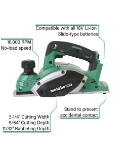Metabo HPT P18DSLQ4M 18V Li-Ion 3-1/4 In. Planer (Tool Only) -Woodworking Tools store mhpnp18dslq4m c